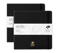 Paul Rubens Square Watercolor Journal 2 Pack 40 Sheets, 100% Cotton Acid-Free Hot Press Watercolor Sketchbook 7.48 * 7.48 Inches, 140lb/300gsm for Watercolors, Gouache, Acrylics