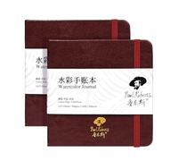 Paul Rubens Square Watercolour Journal, 2 Pack 40 Sheets 100% Cotton Acid-Free Cold Press Watercolour Sketchbook 12 x 12 cm, 140lb/300gsm for Watercolours, Gouache, Acrylics