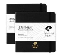Paul Rubens Square Watercolour Journal, 2 Pack 40 Sheets 100% Cotton Acid-Free Hot Press Watercolour Sketchbook 12 x 12 cm, 140lb/300gsm for Watercolours, Gouache, Acrylics