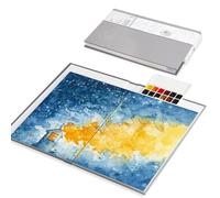 Paul Rubens Watercolour Kit,12 Colours Travel Watercolor Set, with 24 Sheet 140lb/300gsm 100% Cotton Acid-Free Hot Press Watercolour Sketchbook with Glitter Effect (5.3 * 7.7 inches)