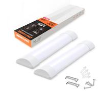 Paul Russells 1ft LED Batten Light, Ceiling Fitting Tube, 6500K Daylight, 10W, 1100 Lumens, for Office, Bathroom, Kitchen, Garage, Warehouse Fluorescent Lighting Replacement, 2 Packs