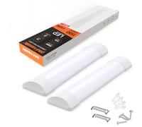 paul russells 1ft LED Batten Light, Ceiling Fitting Tube Light, 4000K Cool White, 10W, 1100 Lumens, Light for Office, Bathroom, Kitchen, Garage, Warehouse Fluorescent Lighting Replacement, 2 Packs