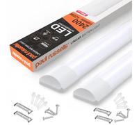 paul russells 2ft LED Batten Light, Ceiling Fitting Tube Light, 4000K Cool White, 20W, 2400 Lumens, Light for Office, Bathroom, Kitchen, Garage, Warehouse Fluorescent Lighting Replacement, 2 Packs