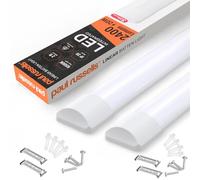 Paul Russell's 2ft LED Batten Light, Ceiling Fitting Tube Light, 6500K Daylight, 20W, 2400 Lumens, Office, Bathroom, Kitchen, Garage, Warehouse Fluorescent Lighting Replacement, 2 Packs