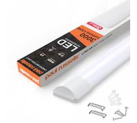 paul russells 4ft LED Batten Light, Ceiling Fitting Tube Light, 4000K Cool White 30W, 3000 Lumens, Light for Office, Bathroom, Kitchen, Garage, Warehouse Fluorescent Lighting Replacement, 1 Pack