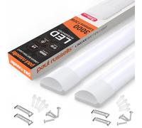 Paul Russell's 4ft LED Batten Light, Ceiling Fitting Tube Light, 4000K Cool White 30W, 3000 Lumens, Office, Bathroom, Kitchen, Garage, Warehouse Fluorescent Lighting Replacement, 2 Pack