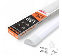 paul russells 4ft LED Batten Light, Ceiling Fitting Tube Light, 6500K Daylight, 30W, 3000 Lumens, Light for Office, Bathroom, Kitchen, Garage, Warehouse Fluorescent Lighting Replacement, 1 Pack