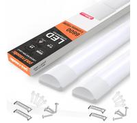 Paul Russell's 6ft LED Batten Light, Ceiling Fitting Tube Light, 6500K Daylight, 60W, 6600 Lumens, Office, Bathroom, Kitchen, Garage, Warehouse Fluorescent Lighting Replacement, 2 Packs