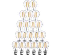Paul Russells A60 Led Filament B22 Bulb, 4.5W 40W Eq, 470Lm, 2700K Warm White, Non-Dimmable, Energy Saving, 20 Pack