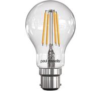 paul russells B22 Bayonet Cap LED Filament - 7Watt 60W Equivalent 806LM Lumens 2700K BC Standard GLS A60 - Super Bright Energy Saving Light Non-Dimmable - Warm White Bulbs - Pack of 1