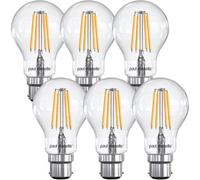 Paul Russells A60 Led Filament B22 Bulb, 7W 60W Eq, 806Lm, 2700K Warm White, Non-Dimmable, Energy Saving, 6 Pack