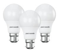 Paul Russells A60 Led Gls B22 Bulb, 8W 60W Eq, 806Lm, 6500K Daylight, Frosted, Non-Dimmable, 3 Pack