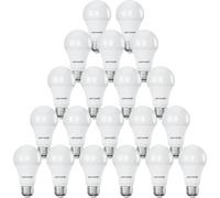 paul russells E27 Edison Screw LED Light, 13W = 100W Equivalent Bulbs, 1521 Lumens, 4000K Standard ES A60 LED GLS, Natural Large Energy Saving Non-Dimmable Lightbulbs, Cool White Frosted, Pack of 20