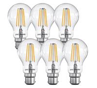 paul russells B22 Bayonet Cap LED Filament - 4.5Watt 40W Equivalent 470LM Lumens 2700K BC Standard GLS A60 - Super Bright Energy Saving Light Non-Dimmable - Warm White Bulbs - Pack of 6
