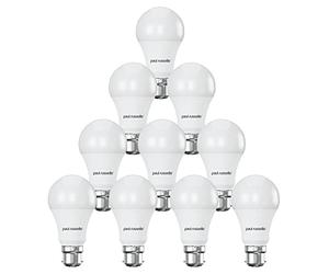 paul russells B22 Bayonet Cap LED Light, 13W = 100W Equivalent Bulb, 1521 Lumens, 6500K Standard BC A60 LED GLS, Bright Energy Saving Non-Dimmable Lightbulbs - Daylight Frosted - Pack of 10