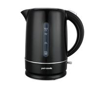 Paul Russells Black Plastic Kettle, 1.5L Capacity, Clear Water Window, Led Indicator, 3000W, Cord-Free, Stainless Steel Accent