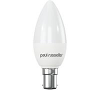 Paul Russells C35 Led Candle B15 Bulb, 6.5W 60W Eq, 806Lm, 6500K Daylight, Frosted, Non-Dimmable, 1 Pack