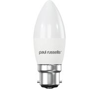 Paul Russells C35 Led Candle B22 Bulb, 6.5W 60W Eq, 806Lm, 2700K Warm White, Frosted, Non-Dimmable, 1 Pack