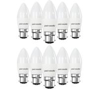 paul russells LED Light Bayonet Cap B22, 60watt Equivalent, 6.5W 806LM LED Bulbs, 2700K Bright Warm White, Frosted C35 BC Candle Energy Saving Non-Dimmable Chandelier Lightbulbs, Pack of 10
