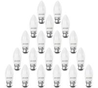 Paul Russells C35 Led Candle B22 Bulb, 6.5W 60W Eq, 806Lm, 2700K Warm White, Frosted, Non-Dimmable, 20 Pack