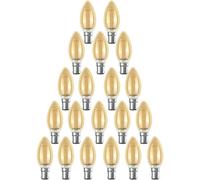 Paul Russells C35 Led Candle Filament B15 Bulb, 2.5W 20W Eq, 200Lm, 2200K Extra Warm White, Non-Dimmable, 20 Pack