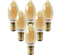 paul russells LED Candle Filament Light - 2.5W 20W Equivalent Replacement, 200LM Lumens, 2200K Extra Warm White, SBC B15 Small Bayonet Cap C35 Bulbs - Energy Saving Non-Dimmable Lamps - Pack of 6