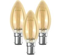 Paul Russells C35 Led Candle Filament B15 Bulb, 2.5W 20W Eq, 200Lm, 2200K Extra Warm White, Non-Dimmable, 3 Pack
