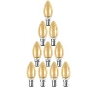 Paul Russells C35 Led Candle Filament B15 Bulb, 2.5W 20W Eq, 200Lm, 2200K Extra Warm White, Non-Dimmable, 10 Pack