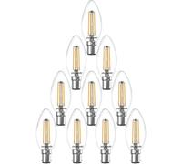 Paul Russells C35 Led Candle Filament B15 Bulb, 4.5W 40W Eq, 470Lm, 2700K Warm White, Non-Dimmable, 10 Pack