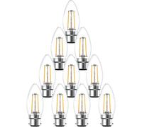 paul russells LED Candle Filament Light - 2.5W 25W Equivalent Replacement, 250LM Lumens, 2700K Warm White, BC B22 Bayonet Cap C35 Bulbs - Bright Energy Saving Non-Dimmable Lamps - Pack of 10