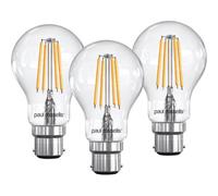 paul russells LED Candle Filament Light - 4.5W 40W Equivalent Replacement, 470LM Lumens, 2700K Warm White, BC B22 Bayonet Cap C35 Bulbs - Bright Energy Saving Non-Dimmable Lamps - Pack of 3
