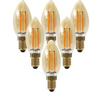 paul russells LED Candle Filament Light - 4.5W 35W Equivalent Replacement, 400LM Lumens, 2200K Extra Warm White, SES E14 Small Edison Screw C35 Bulbs - Energy Saving Non-Dimmable Lamps - Pack of 6
