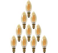 paul russells LED Candle Filament Light - 4.5W 35W Equivalent Replacement, 400LM Lumens, 2200K Extra Warm White, SES E14 Small Edison Screw C35 Bulbs - Energy Saving Non-Dimmable Lamps - Pack of 10