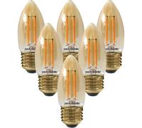paul russells LED Candle Filament Light - 2.5W 20W Equivalent Replacement, 200LM Lumens, 2200K Extra Warm White, ES E27 Edison Screw C35 Bulbs - Energy Saving Non-Dimmable Lamps - Pack of 6