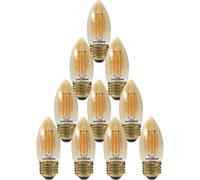 paul russells LED Candle Filament Light - 2.5W 20W Equivalent Replacement, 200LM Lumens, 2200K Extra Warm White, ES E27 Edison Screw C35 Bulbs - Energy Saving Non-Dimmable Lamps - Pack of 10