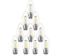 paul russells LED Candle Filament Light - 2.5W 25W Equivalent Replacement, 250LM Lumens, 2700K Warm White, ES E27 Edison Screw C35 Bulbs - Bright Energy Saving Non-Dimmable Lamps - Pack of 10