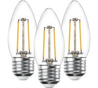 Paul Russells C35 Led Candle Filament E27 Bulb, 2.5W 25W Eq, 250Lm, 2700K Warm White, Non-Dimmable, 3 Pack