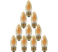 paul russells LED Candle Filament Light - 4.5W 35W Equivalent Replacement, 400LM Lumens, 2200K Extra Warm White, ES E27 Edison Screw C35 Bulbs - Energy Saving Non-Dimmable Lamps - Pack of 10