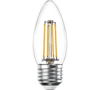 paul russells LED Candle Filament Light - 4.5W 40W Equivalent Replacement, 470LM Lumens, 2700K Warm White, ES E27 Edison Screw C35 Bulbs - Bright Energy Saving Non-Dimmable Lamps - Pack of 1