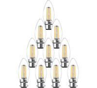 paul russells LED Candle Filament Light - 4.5W 40W Equivalent Replacement, 470LM Lumens, 2700K Warm White, ES E27 Edison Screw C35 Bulbs - Bright Energy Saving Non-Dimmable Lamps - Pack of 10