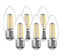 paul russells LED Candle Filament Light - 4.5W 40W Equivalent Replacement, 470LM Lumens, 2700K Warm White, ES E27 Edison Screw C35 Bulbs - Bright Energy Saving Non-Dimmable Lamps - Pack of 6