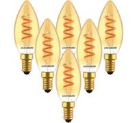 paul russells Spiral Filament LED Candle Small Edison Screw E14 2.5W Vintage Light - Replace 15W Extra Warm White 1800K SES C35 Amber Retro Style Decorative Non-Dimmable Bulbs No Flicker - 6 Pack