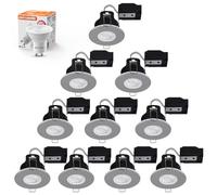 paul russells Dimmable LED Downlights Recessed Ceiling Lights Fire Rated GU10 Spotlights 65-70mm Indoor Down Lights, IP20, 4.5W = 50W Equivalent, Daylight Bulb 6500K, Polished Chrome Bezel, 10 Packs