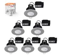 paul russells Dimmable LED Downlights Recessed Ceiling Lights Fire Rated GU10 Spotlights 65-70mm Rated Indoor Down Lights, 4.5W = 50W Equivalent, Daylight Bulb 6500K, Polished Chrome Bezel, Pack of 6