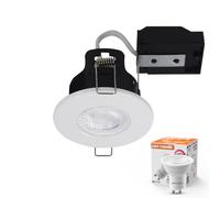 paul russells Dimmable LED Downlights Recessed Ceiling Lights Fire Rated GU10 Spotlights 65-70mm Indoor Down Lights, IP20, 4.5W = 50W Equivalent, Daylight Bulb 6500K, White Bezel, 1 Pack