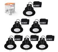 paul russells Dimmable LED Downlights Recessed Ceiling Lights Fire Rated GU10 Spotlights 65-70mm Indoor Down Lights, IP20, 4.5W = 50W Equivalent, Daylight Bulb 6500K, Black Bezel, 6 Packs