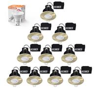 paul russells Dimmable LED Downlights Recessed Ceiling Lights Fire Rated GU10 Spotlights 65-70mm Indoor Down Lights, IP20, 4.5W = 50W Equivalent, Daylight Bulb 6500K, Antique Brass Bezel, 10 Packs