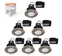 paul russells Dimmable LED Downlights Recessed Ceiling Lights Fire Rated GU10 Spotlights 65-70mm Indoor Down Lights, IP20, 4.5W = 50W Equivalent, Daylight Bulb 6500K, Satin Nickel Bezel, 6 Packs