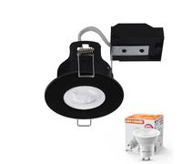 paul russells Dimmable LED Downlights Recessed Ceiling Lights Fire Rated GU10 Spotlights 65-70mm Indoor Down Lights, IP20, 4.5W = 50W Equivalent, Daylight Bulb 6500K, Black Bezel, 1 Pack