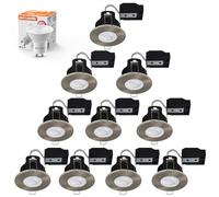 paul russells Dimmable LED Downlights Recessed Ceiling Lights Fire Rated GU10 Spotlights 65-70mm Indoor Down Lights, IP20, 4.5W = 50W Equivalent, Daylight Bulb 6500K, Satin Nickel Bezel, 10 Packs